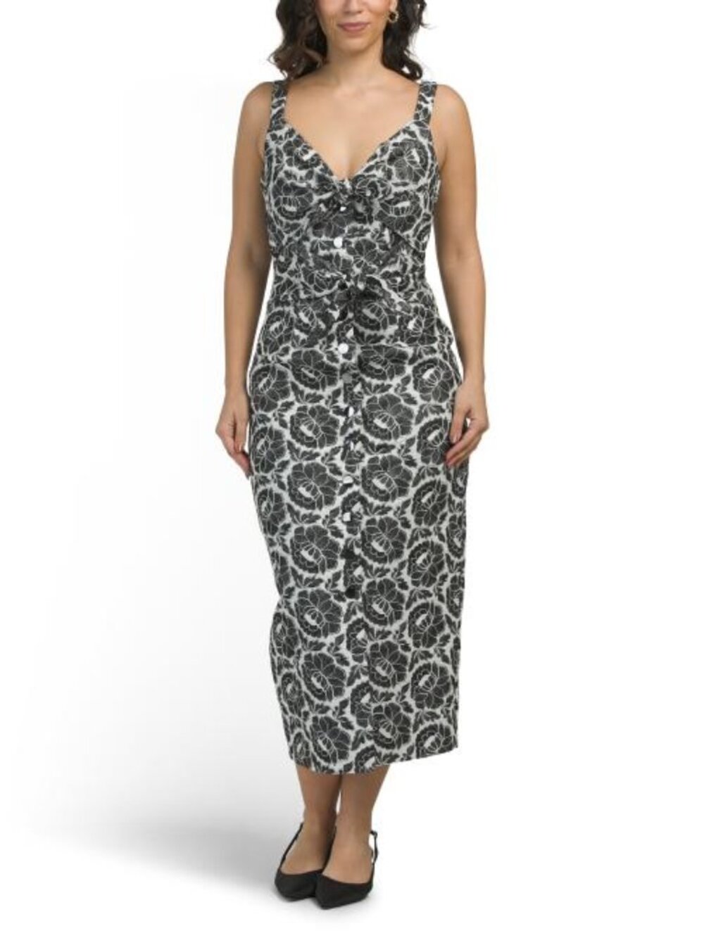 TOCCIN Gia Double Tie Front Midi Dress